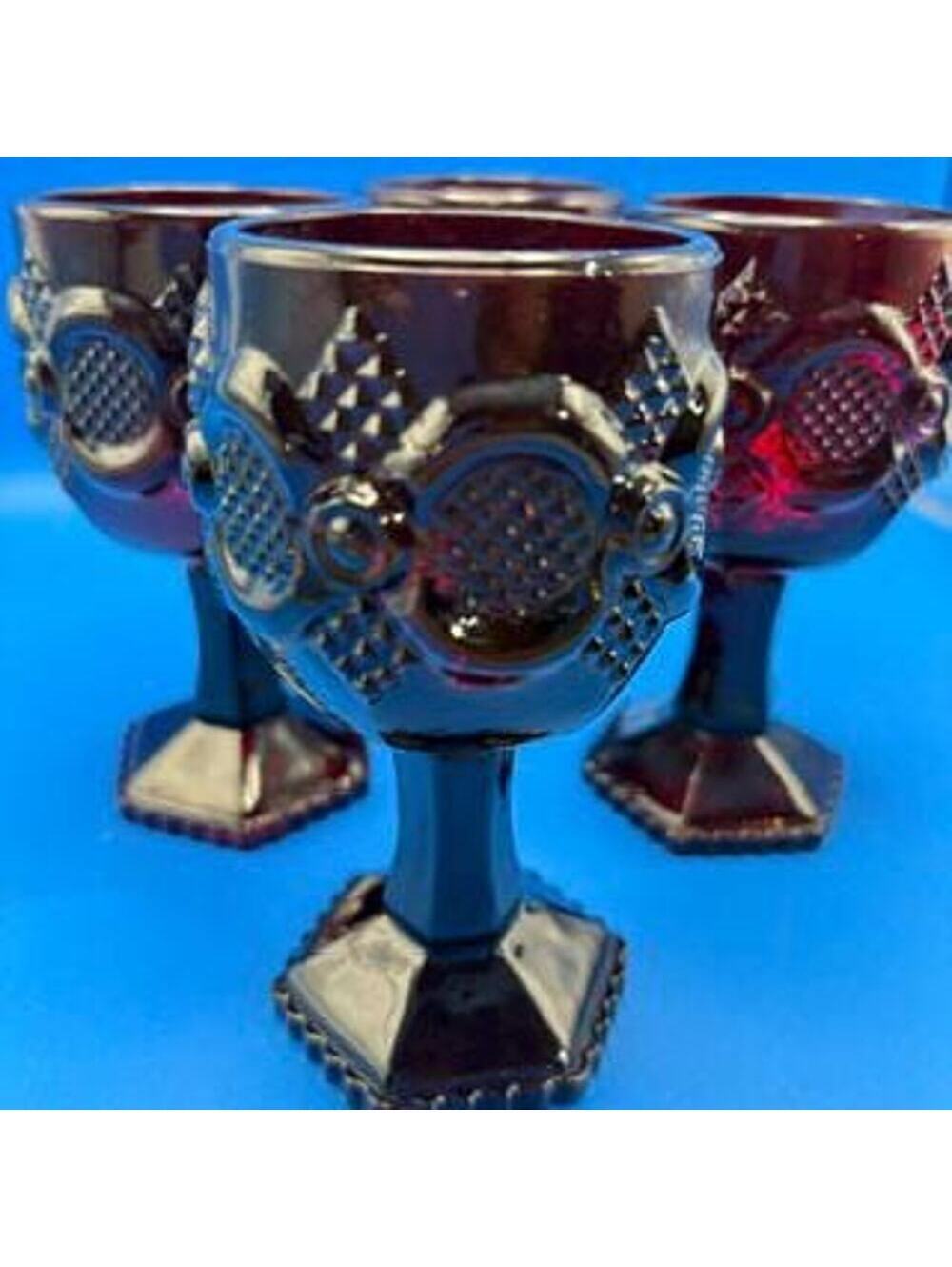 Set of 4 Vintage Avon Cape Cod Ruby Red Wine Goblets